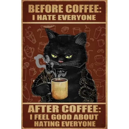 Vintage Funny Cat Metal Tin Signs | Retro Wall Art for Home, Bar & Café