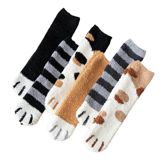 Kawaii Cat Paw Fuzzy Socks – Cozy 3D Animal Feet Plush Warm Socks