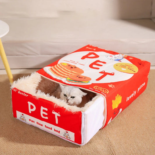 πͺ Snack Box Cat Cave Bed β Cozy Enclosed Plush Hideaway for Cats