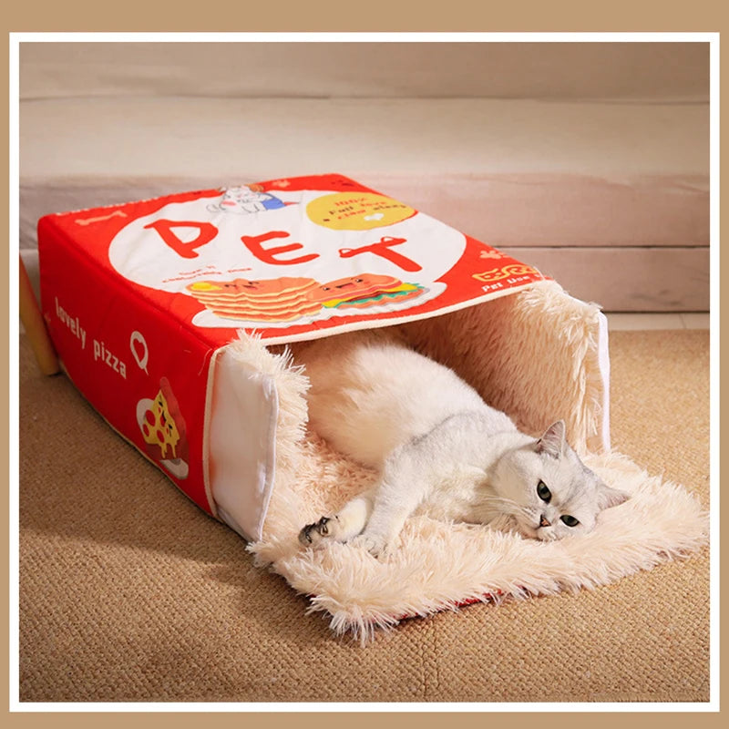 πͺ Snack Box Cat Cave Bed β Cozy Enclosed Plush Hideaway for Cats