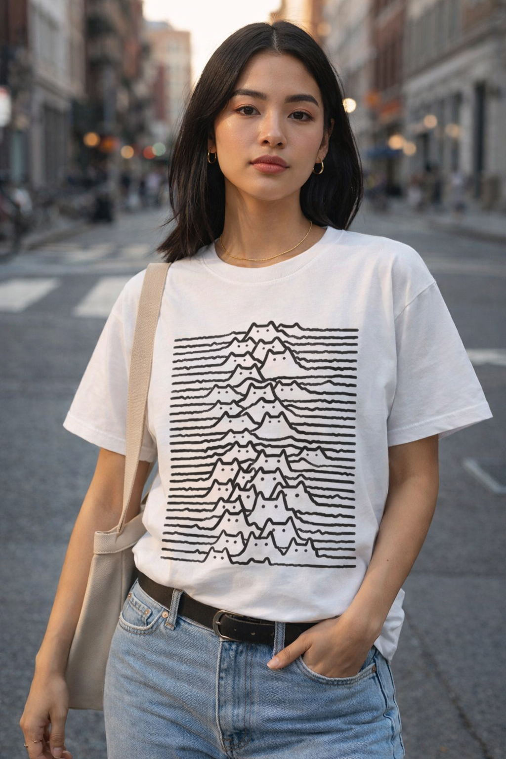 🏔️🐱 Mountain Cats Graphic Tee – Kawaii Japan-Style Cotton T-Shirt (Unisex)