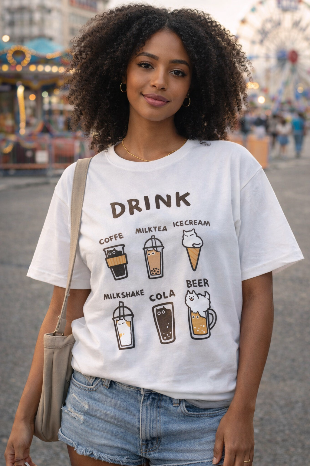 Cat Café Graphic Tee – Kawaii Japan-Style Cotton T-Shirt (Unisex)