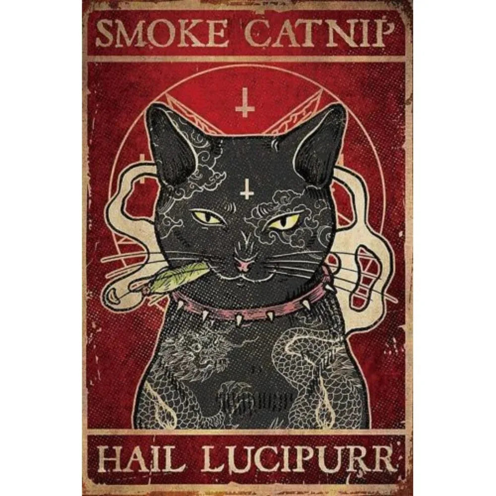 Vintage Funny Cat Metal Tin Signs | Retro Wall Art for Home, Bar & Café