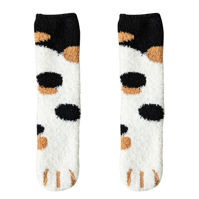 Kawaii Cat Paw Fuzzy Socks – Cozy 3D Animal Feet Plush Warm Socks