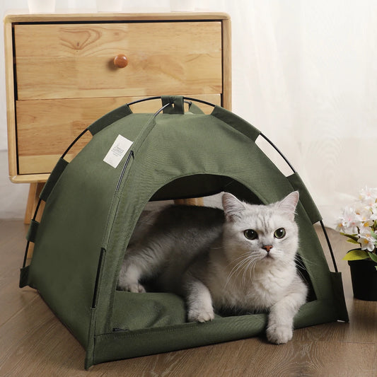 Cozy Clamshell Cat Tent Bed – Warm Semi-Enclosed Winter Cat House