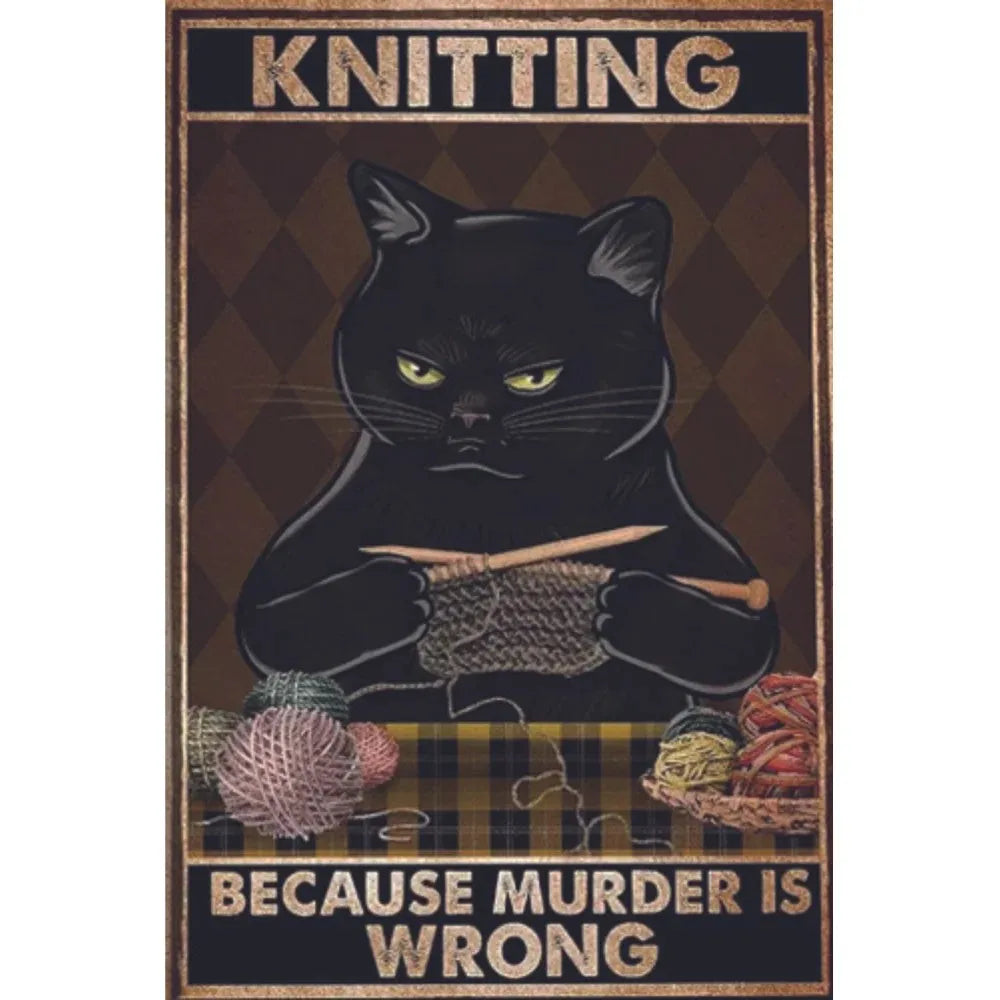 Vintage Funny Cat Metal Tin Signs | Retro Wall Art for Home, Bar & Café