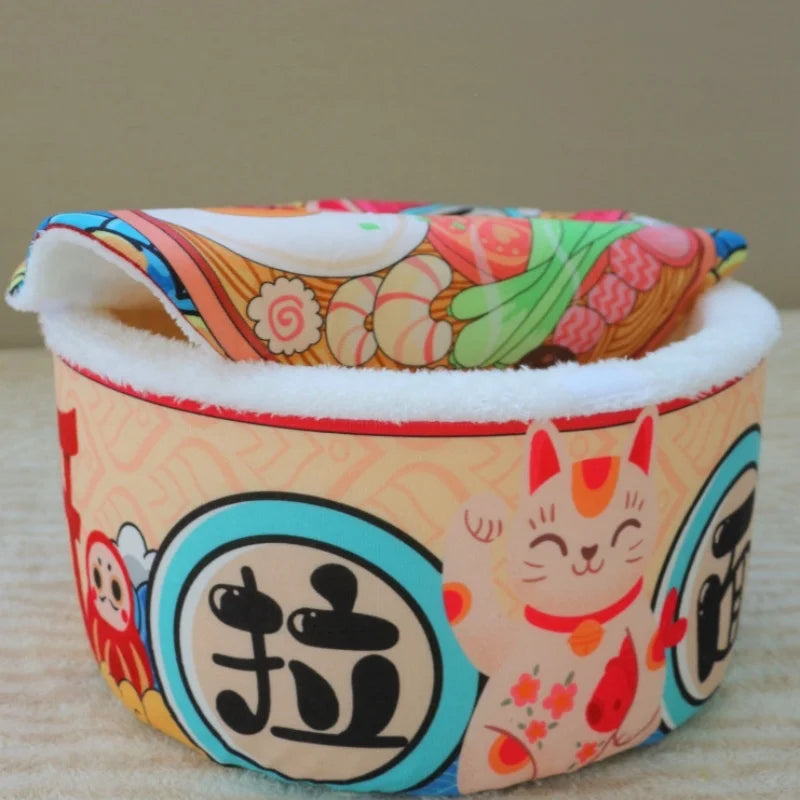 🍜 Lucky Cat Instant Noodle Cozy Bed (For Cats & Small Dogs)