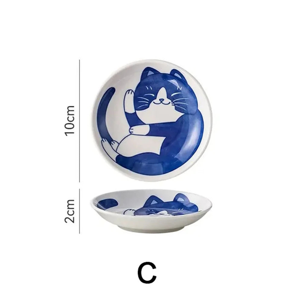 Japanese Lucky Cat Ceramic Sauce Dishes (Set of 1 or 4)