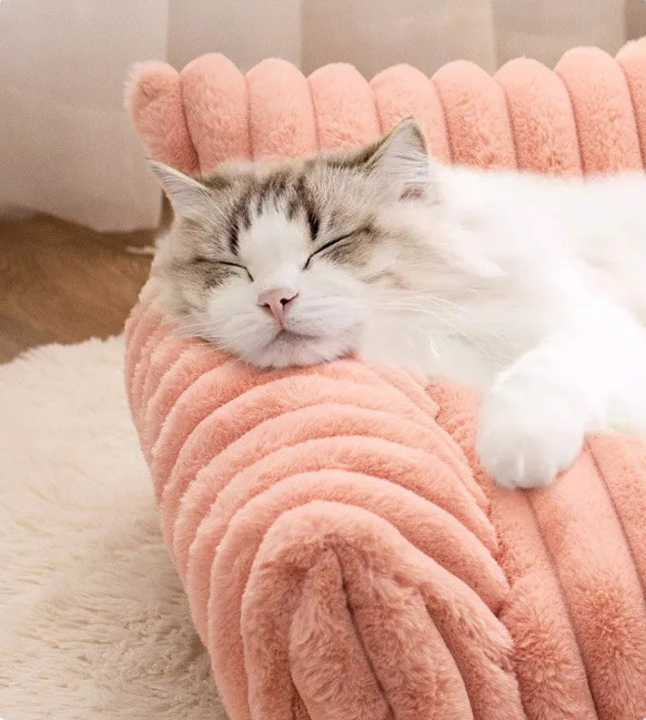 Ultra-Plush Cozy Sofa Bed for Cats & Small Dogs | Removable & Washable | Winter-Warm Milk Velvet Pet Couch