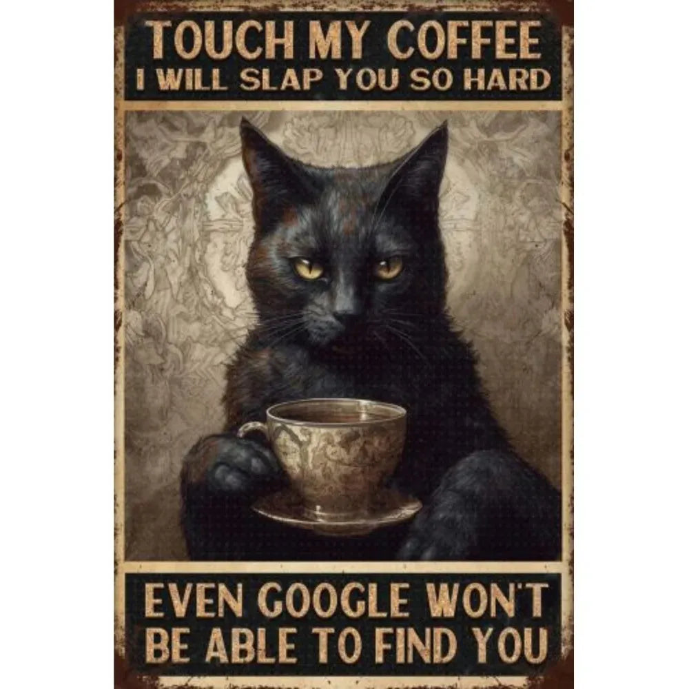 Vintage Funny Cat Metal Tin Signs | Retro Wall Art for Home, Bar & Café