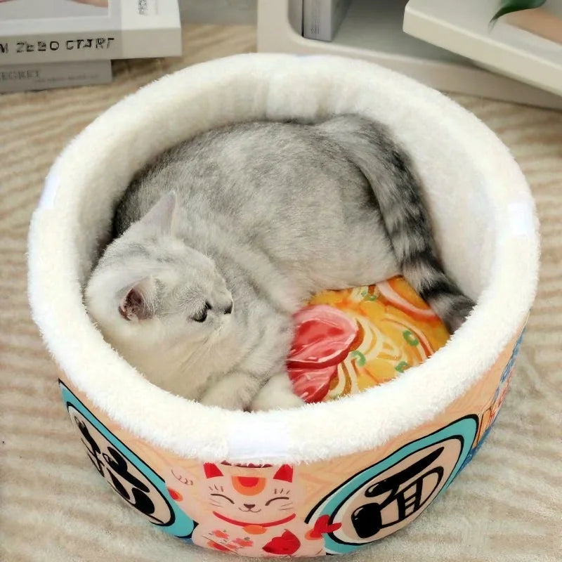 🍜 Lucky Cat Instant Noodle Cozy Bed (For Cats & Small Dogs)