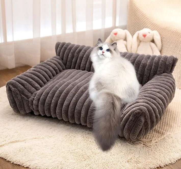 Ultra-Plush Cozy Sofa Bed for Cats & Small Dogs | Removable & Washable | Winter-Warm Milk Velvet Pet Couch