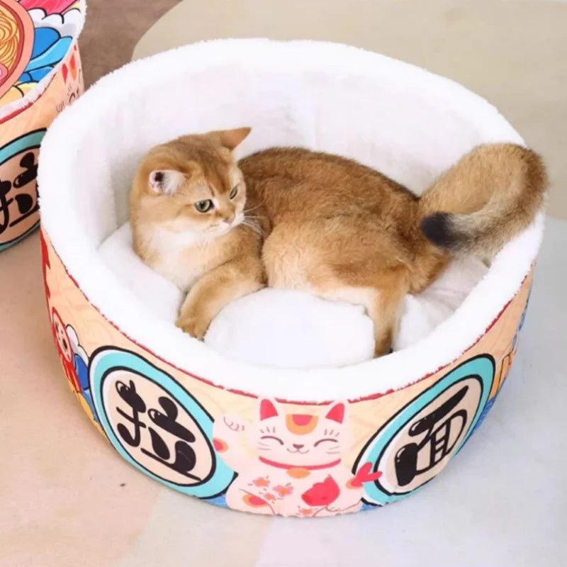 🍜 Lucky Cat Instant Noodle Cozy Bed (For Cats & Small Dogs)