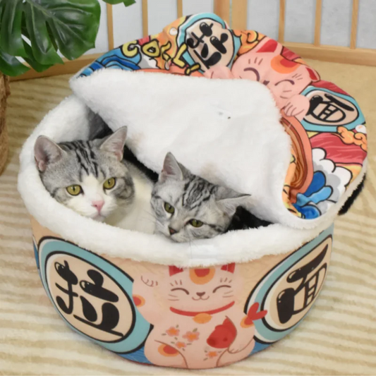 🍜 Lucky Cat Instant Noodle Cozy Bed (For Cats & Small Dogs)