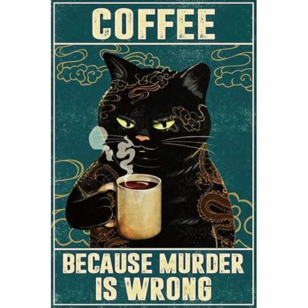 Vintage Funny Cat Metal Tin Signs | Retro Wall Art for Home, Bar & Café