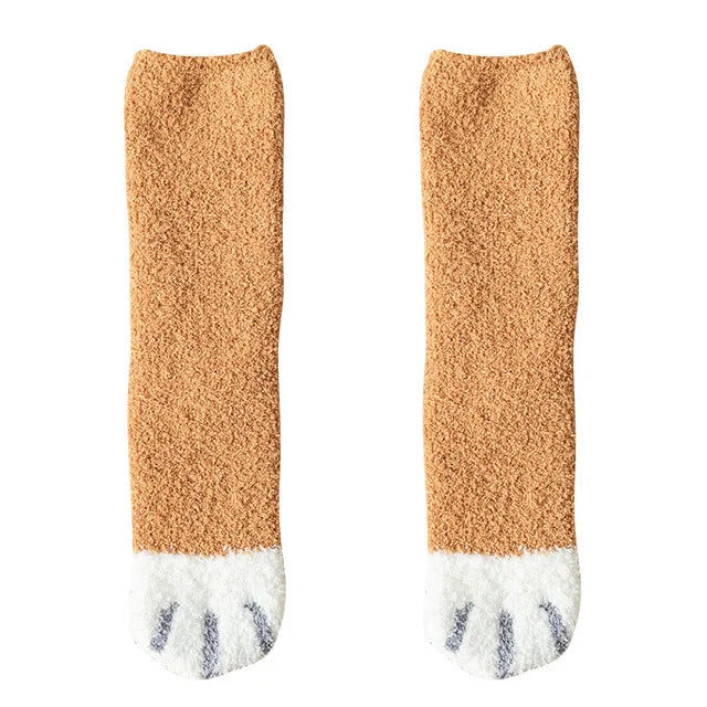 Kawaii Cat Paw Fuzzy Socks – Cozy 3D Animal Feet Plush Warm Socks