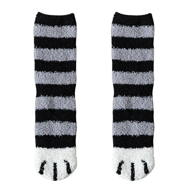 Kawaii Cat Paw Fuzzy Socks – Cozy 3D Animal Feet Plush Warm Socks