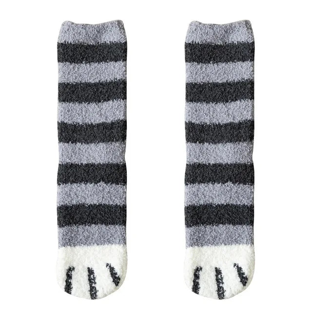 Kawaii Cat Paw Fuzzy Socks – Cozy 3D Animal Feet Plush Warm Socks
