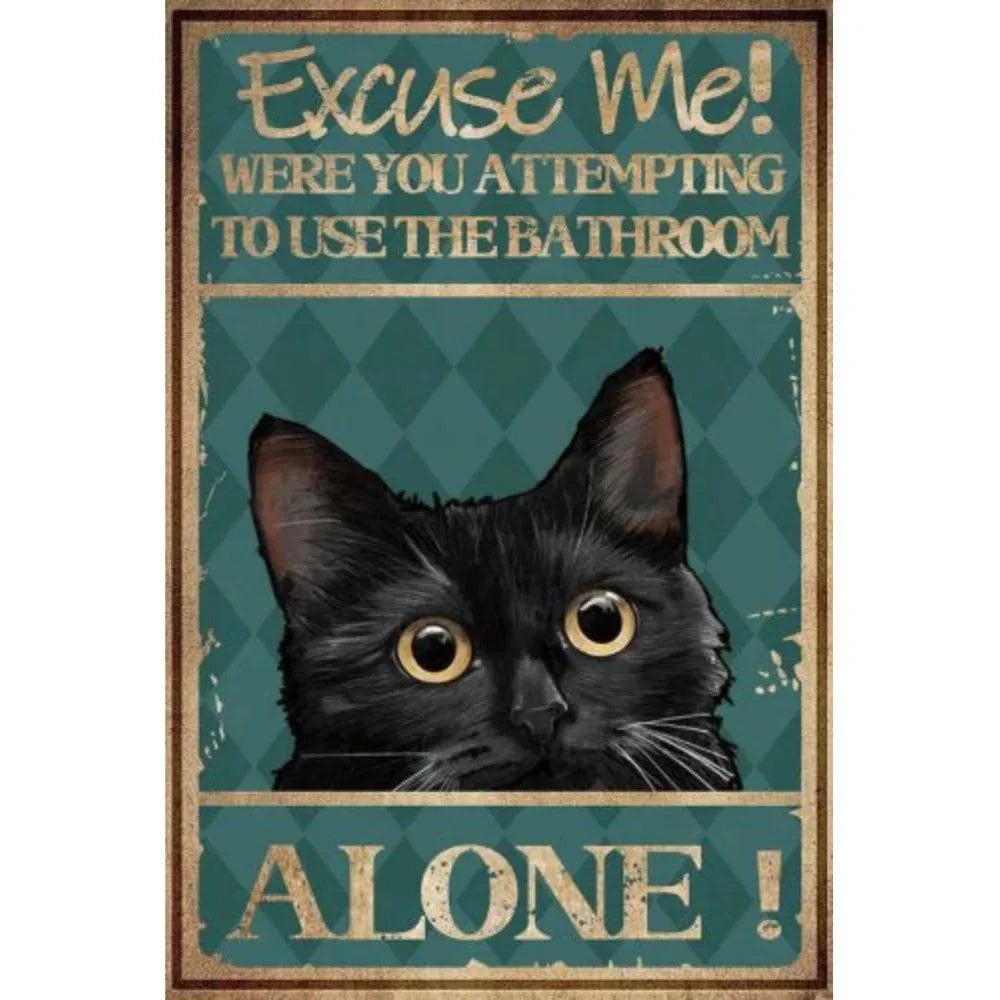 Vintage Funny Cat Metal Tin Signs | Retro Wall Art for Home, Bar & Café