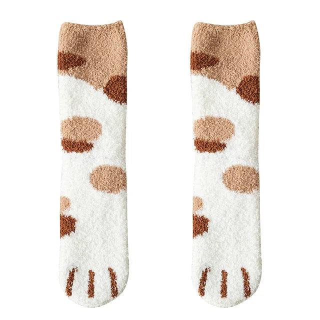 Kawaii Cat Paw Fuzzy Socks – Cozy 3D Animal Feet Plush Warm Socks