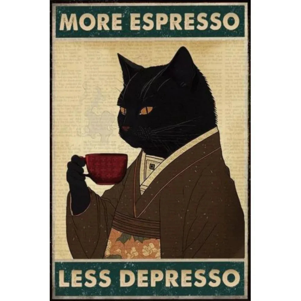 Vintage Funny Cat Metal Tin Signs | Retro Wall Art for Home, Bar & Café