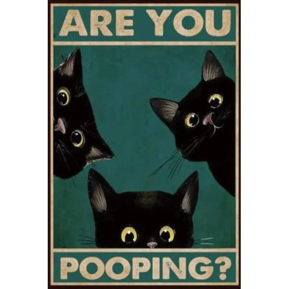 Vintage Funny Cat Metal Tin Signs | Retro Wall Art for Home, Bar & Café