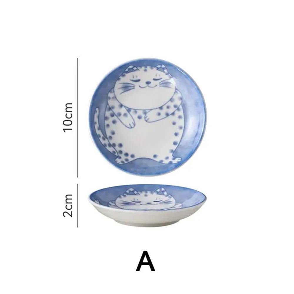 Japanese Lucky Cat Ceramic Sauce Dishes (Set of 1 or 4)